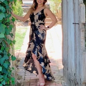 Lulu's darling daylily black floral high low dress